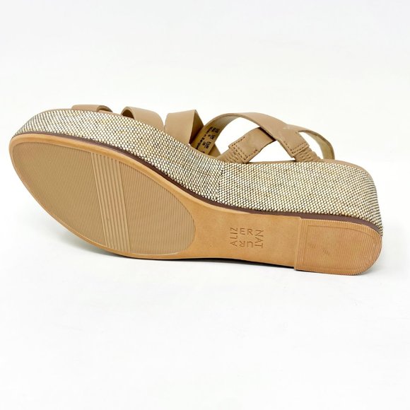 Naturalizer Cream and Tan Wedge Sandals with Crisscross Straps - Picture 5 of 5